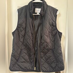Old Navy Quilted Black Puffer Vest with Gold Zipper